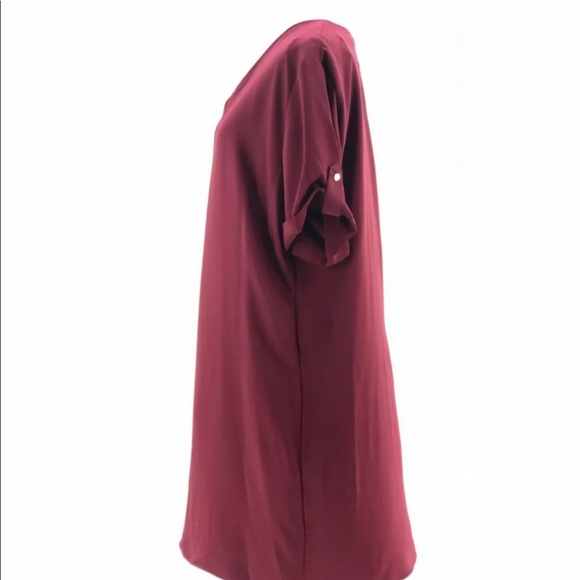RALPH LAUREN Bordeaux Red Burgundy Plus V-Neck Shift Dress 14 14W 0X 1X - Picture 3 of 5
